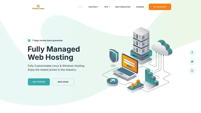 HostingOxygen homepage screenshot