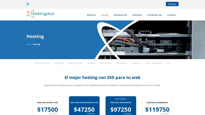 Hostingplus.ar homepage screenshot
