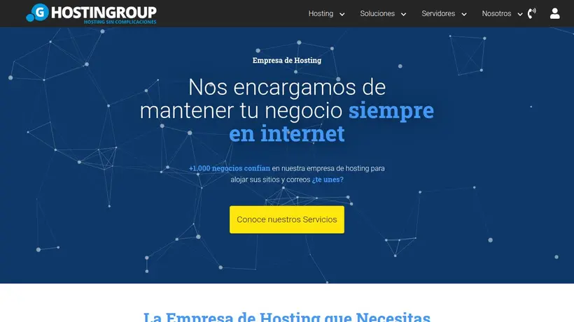 Hostingroup homepage screenshot