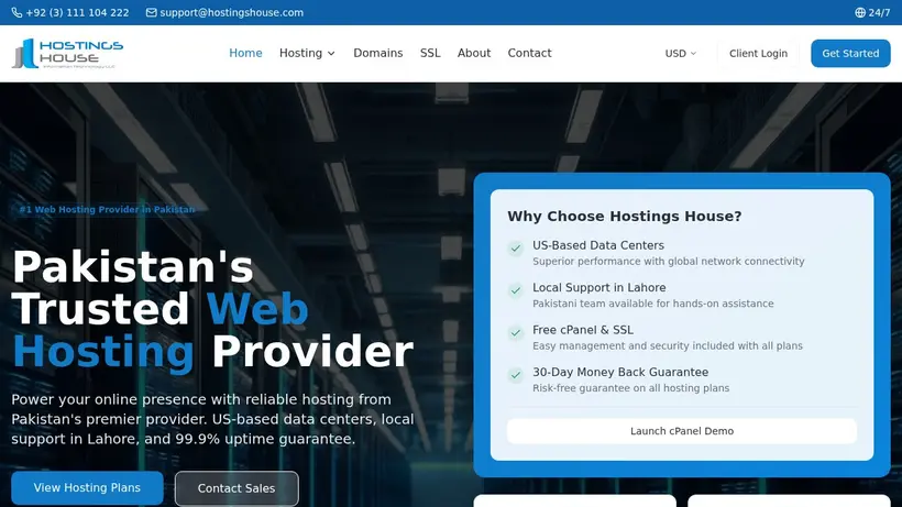 HostingsHouse homepage screenshot