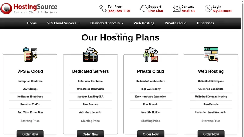 HostingSource homepage screenshot