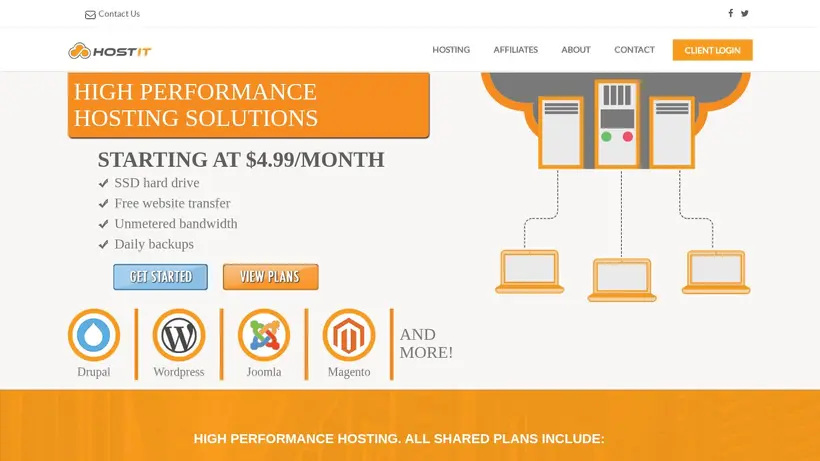 HostIT homepage screenshot