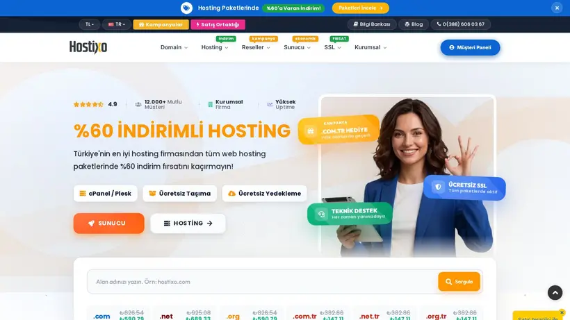Hostixo homepage screenshot