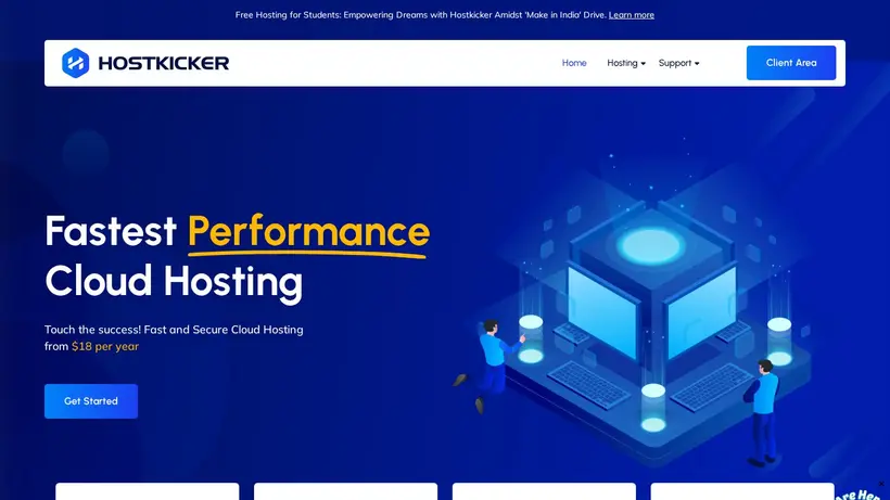 HostKicker homepage screenshot