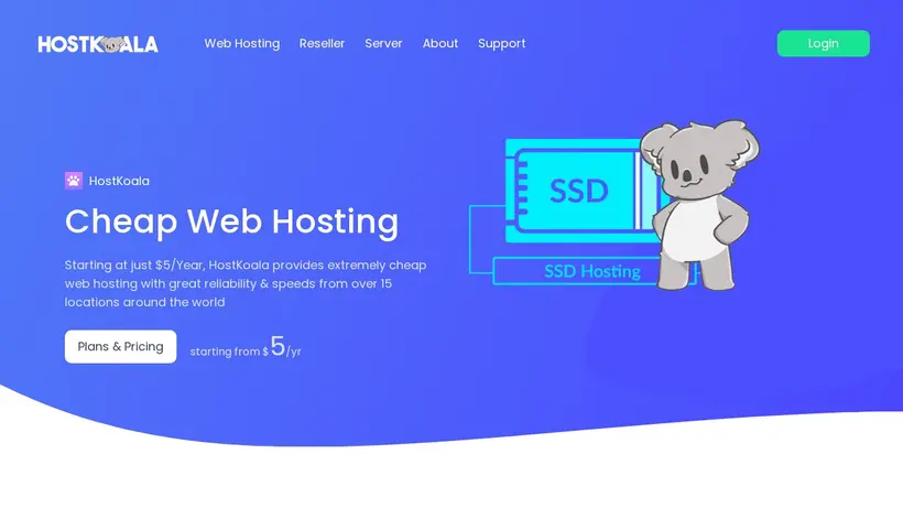 Host Koala homepage screenshot