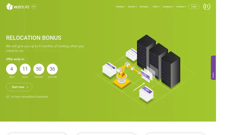 HostLife homepage screenshot