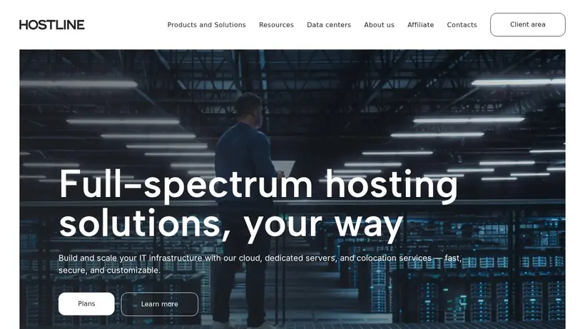 Hostline homepage screenshot