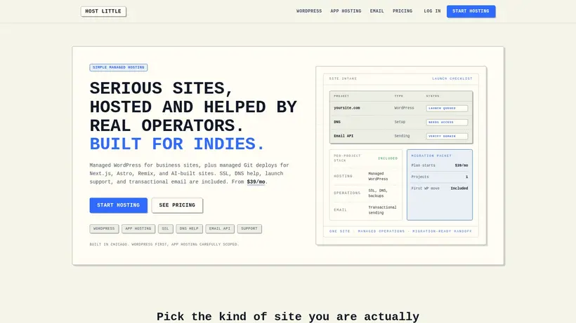 HostLittle homepage screenshot