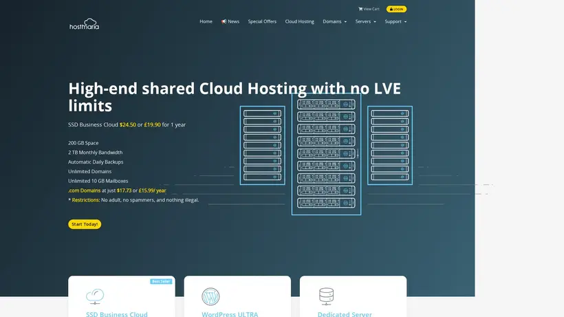 HostMaria homepage screenshot
