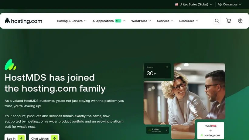 HostMDS homepage screenshot