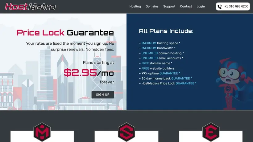 HostMetro homepage screenshot