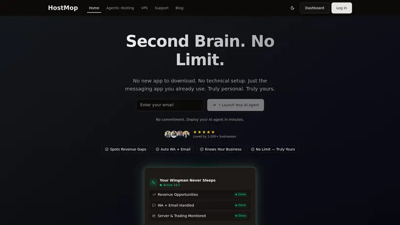 HostMop homepage screenshot