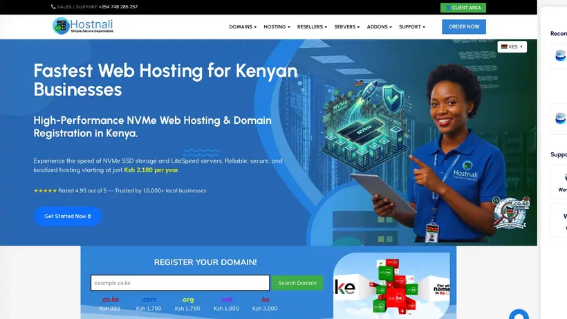 Hostnali homepage screenshot