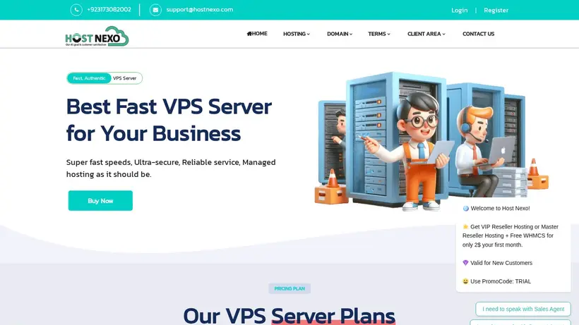 HostNexo homepage screenshot
