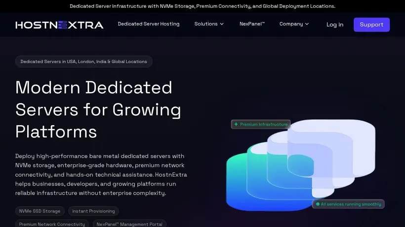 Hostn Extra homepage screenshot