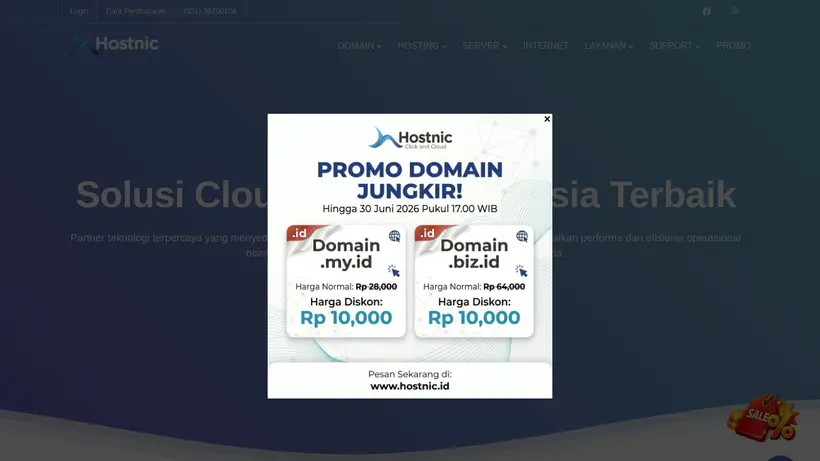 Hostnic homepage screenshot