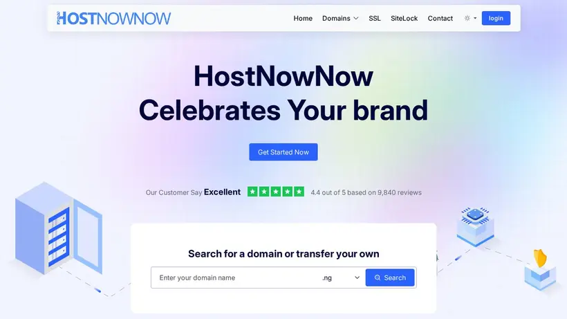 Host Now Now homepage screenshot