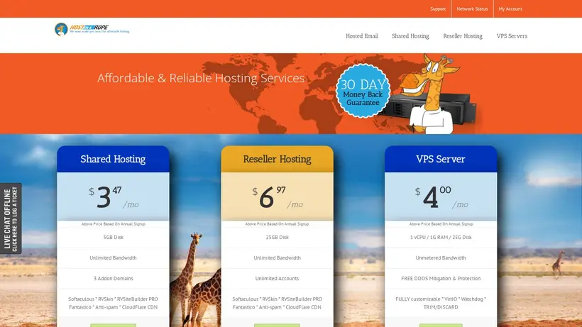 HostOnARope homepage screenshot