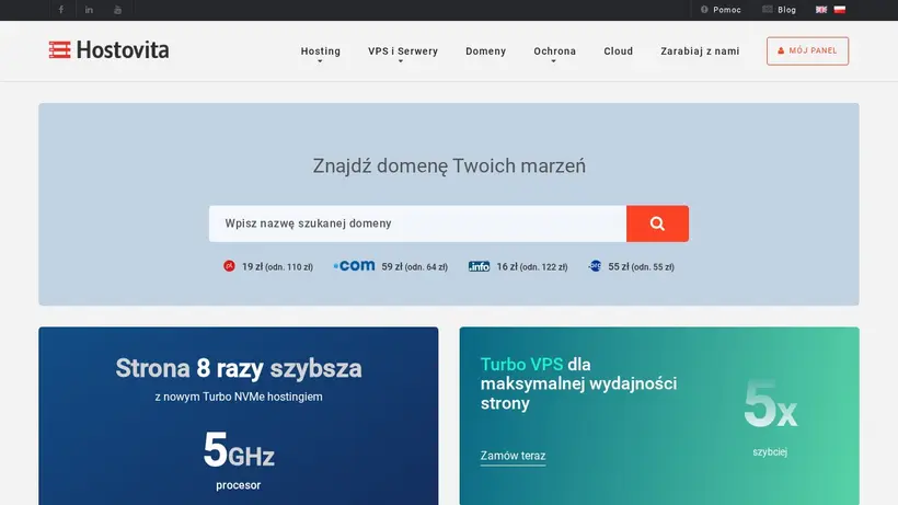 Hostovita homepage screenshot