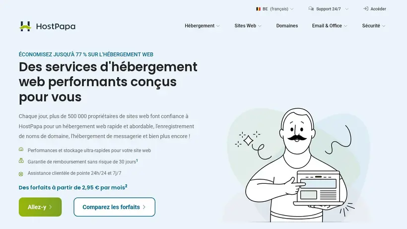 HostPapa.be homepage screenshot