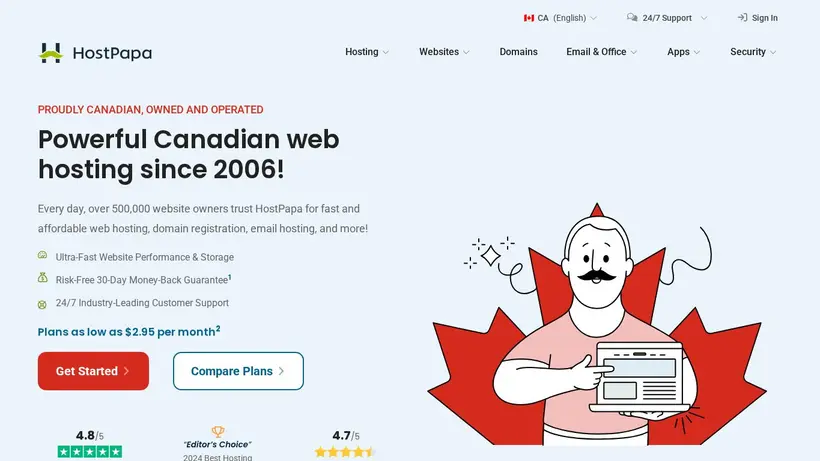 HostPapa.ca homepage screenshot