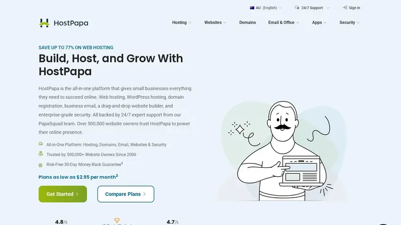 HostPapa.com.au homepage screenshot