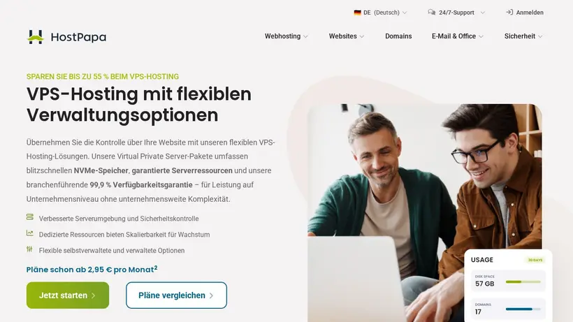 HostPapa.de homepage screenshot