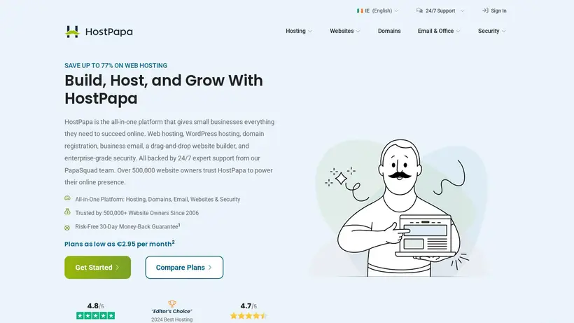 HostPapa.ie homepage screenshot