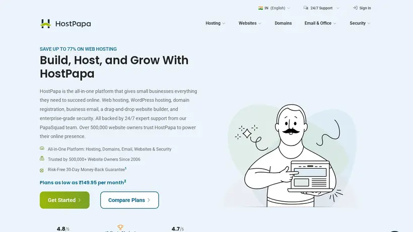 HostPapa.in homepage screenshot