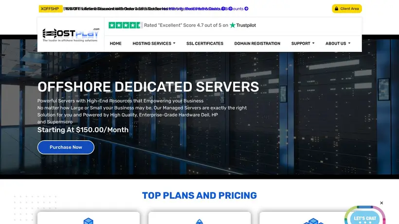 HostPlay homepage screenshot