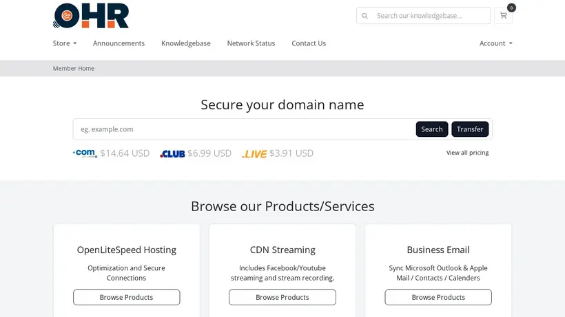 Hostpma homepage screenshot