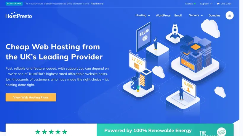 HostPresto homepage screenshot