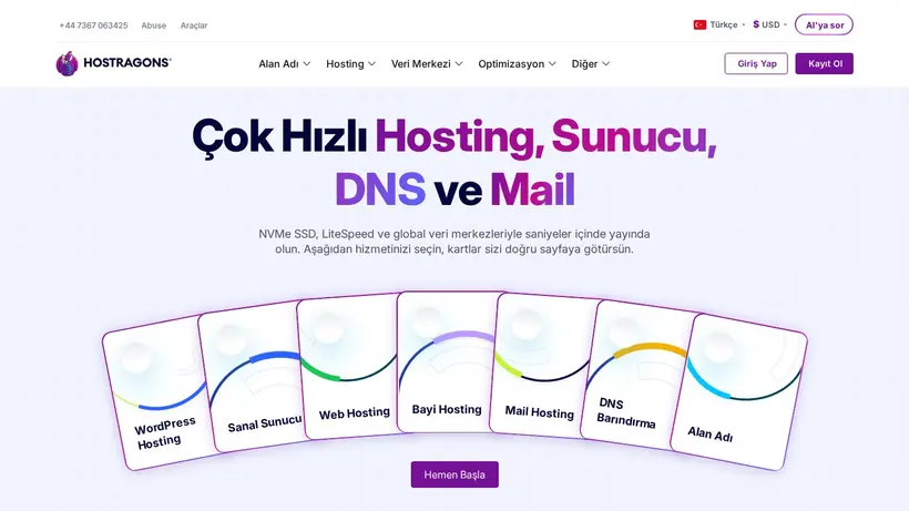 HostRagons homepage screenshot