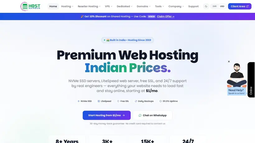HostRainbow homepage screenshot