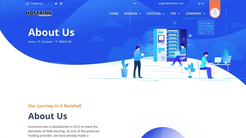 Hostrime homepage screenshot
