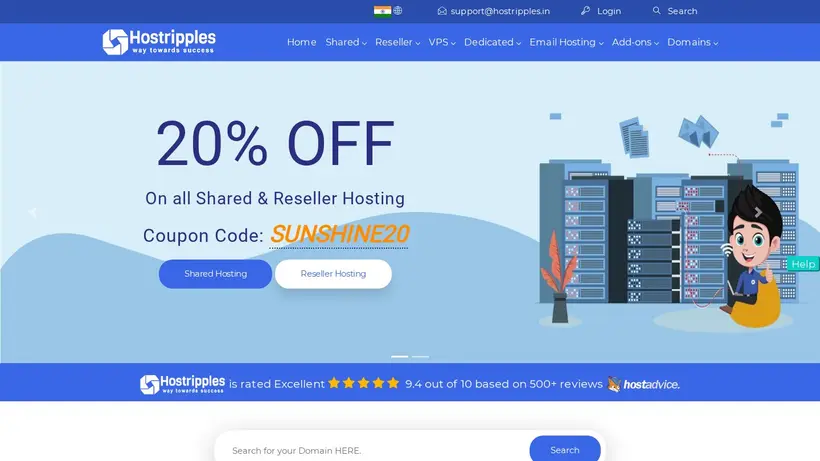 Hostripples.in homepage screenshot