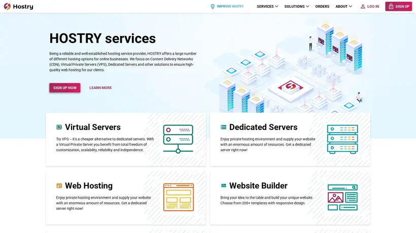 Hostry homepage screenshot