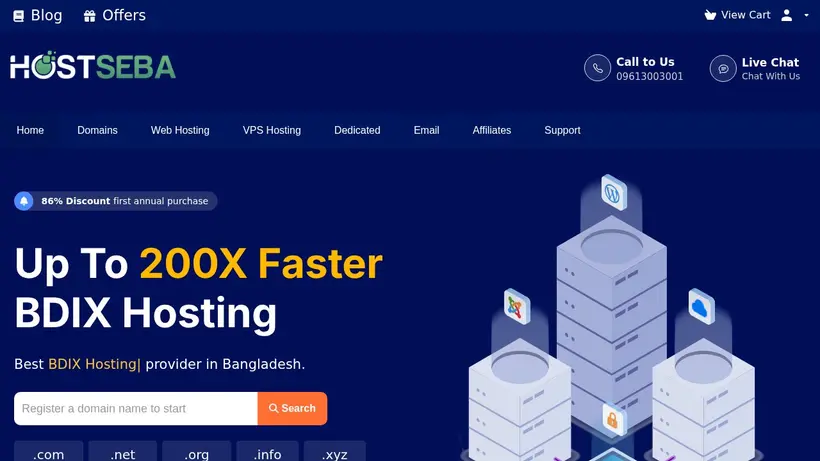 HostSeba homepage screenshot