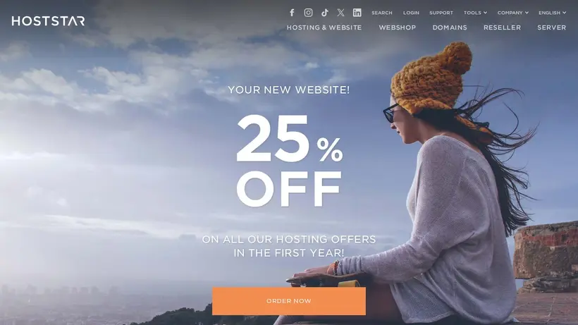 Hoststar AT homepage screenshot