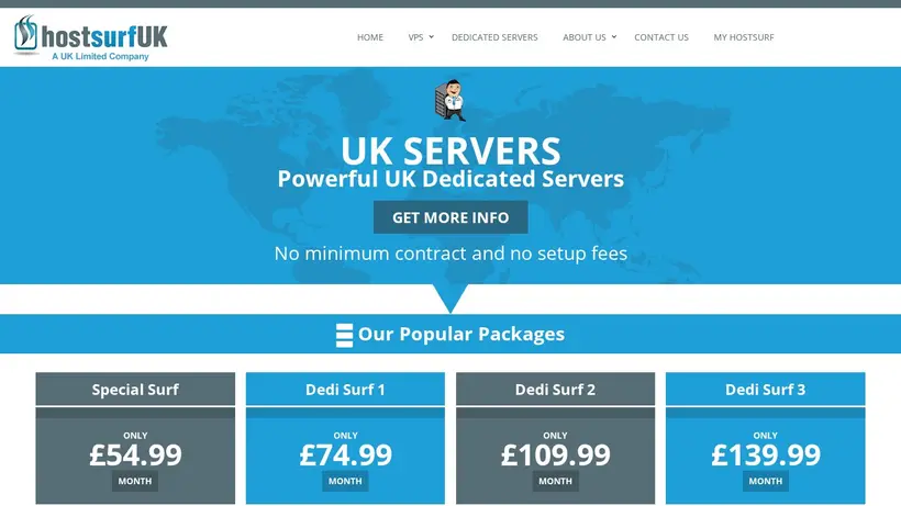 Host Surf UK homepage screenshot