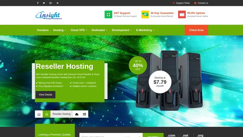 Host Web Spaces homepage screenshot