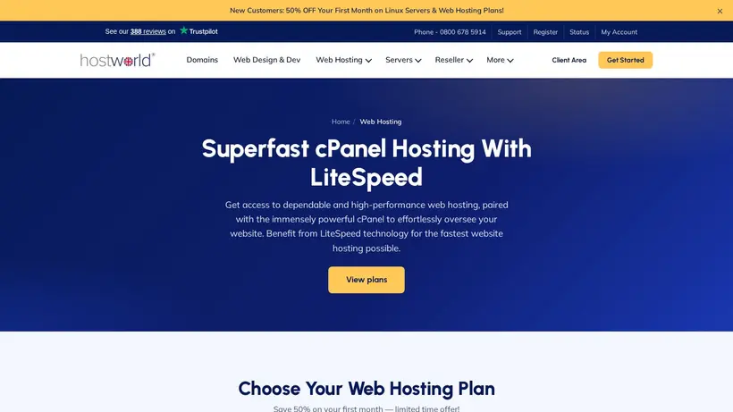 Host World homepage screenshot
