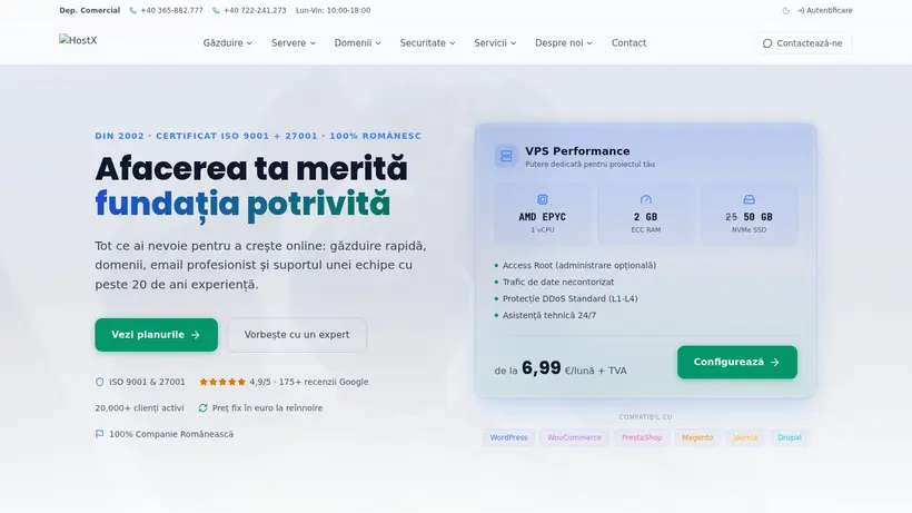 HostX homepage screenshot