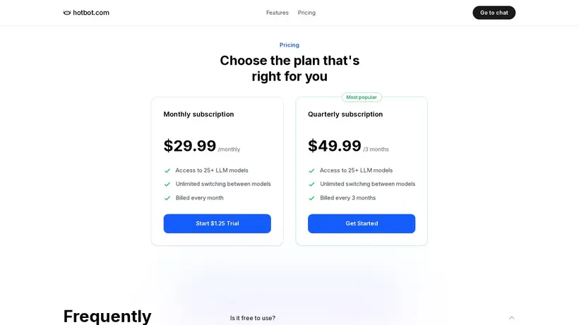 Hotbot VPN homepage screenshot