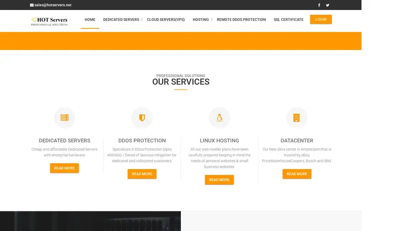 HOT Servers homepage screenshot
