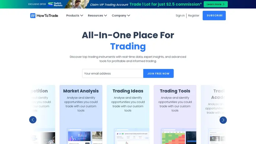 How To Trade homepage screenshot
