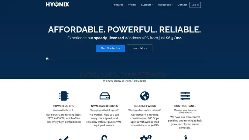 Hyonix homepage screenshot