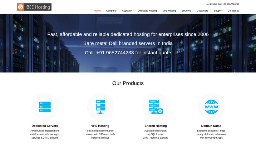 IBEE Hosting homepage screenshot