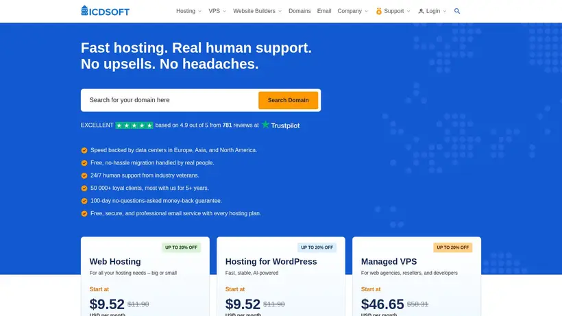 ICDSoft homepage screenshot