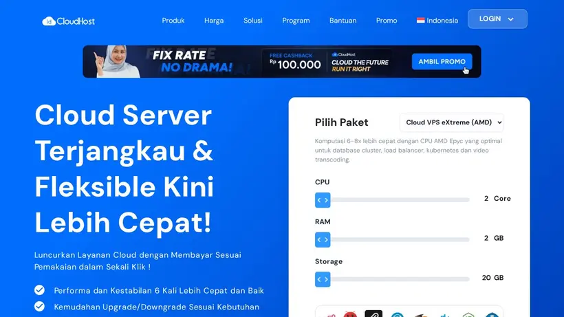 IDCloudHost homepage screenshot